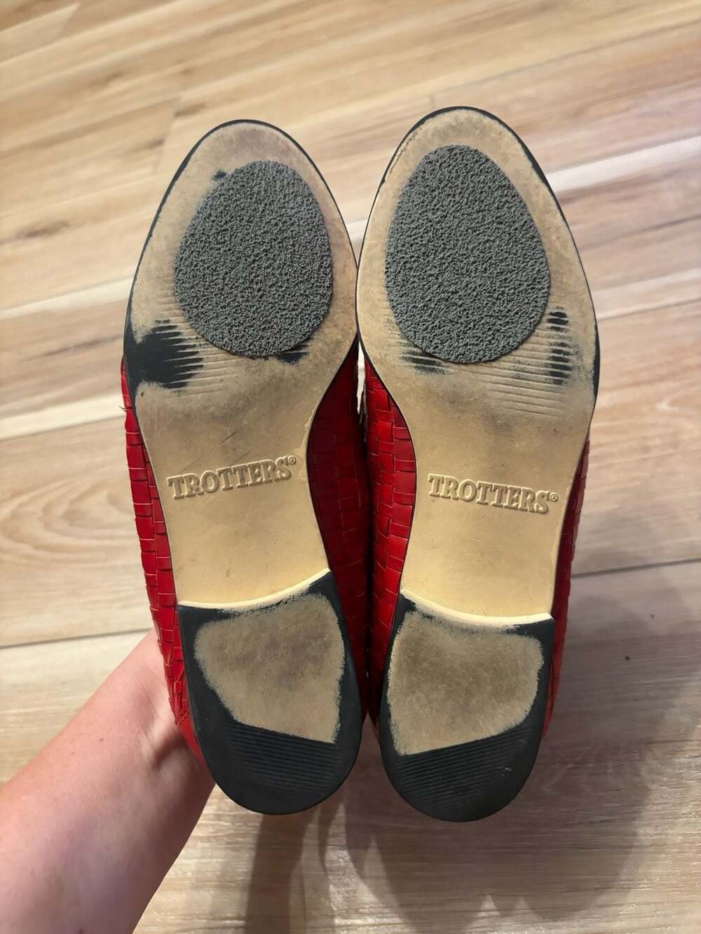 Trotters Liz Woven Leather Slip-On Loafers in Red - Picture 8 of 8
